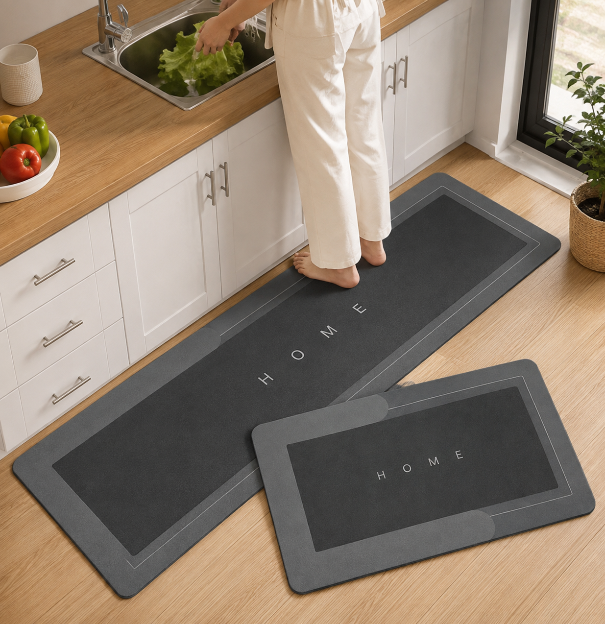 Alfombras Antideslizantes Súper Absorbentes para Cocina y Baño – Combo x2